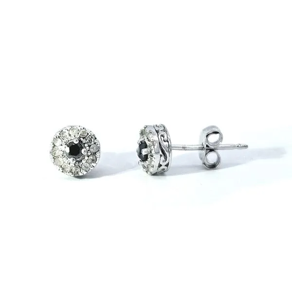 Estate Sterling White & Black Diamond Stud Earrings Mark Jewellers La Crosse, WI