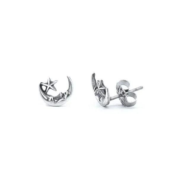 Estate Sterling Moon & Star Stud Earrings Mark Jewellers La Crosse, WI