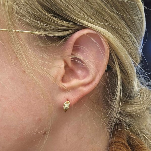 Estate Yellow Gold J-Hoop Earrings Image 2 Mark Jewellers La Crosse, WI