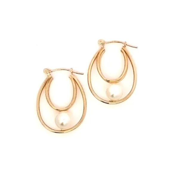 Estate Yellow Gold Pearl Hoop Earrings Mark Jewellers La Crosse, WI