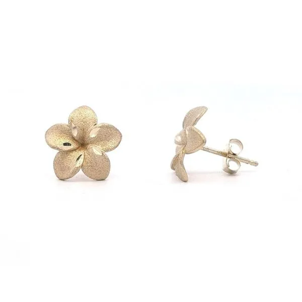 Estate Yellow Gold Flower Stud Earrings Mark Jewellers La Crosse, WI