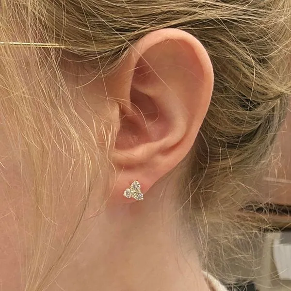 Estate Yellow Gold CZ Stud Earrings Image 2 Mark Jewellers La Crosse, WI