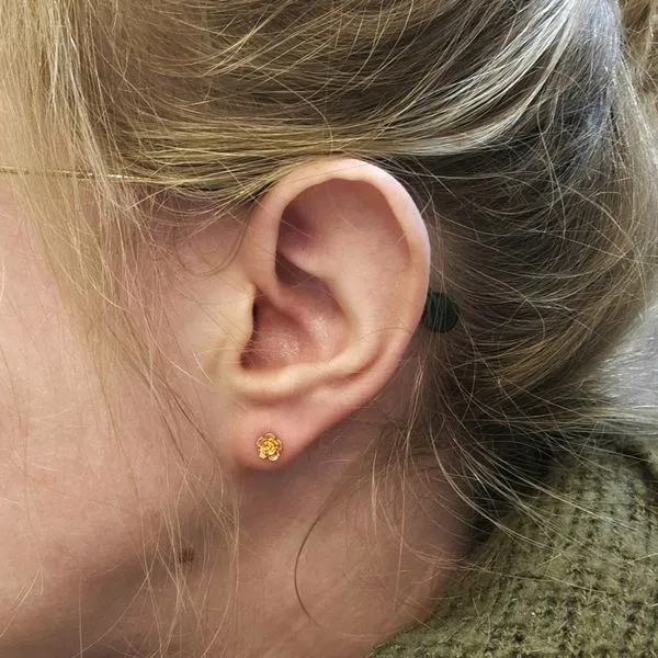 Estate Rose & Yellow Gold Rose Stud Earrings Image 2 Mark Jewellers La Crosse, WI