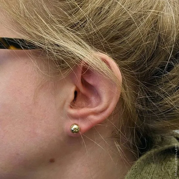 Estate Yellow Gold Ball Stud Earrings Image 2 Mark Jewellers La Crosse, WI