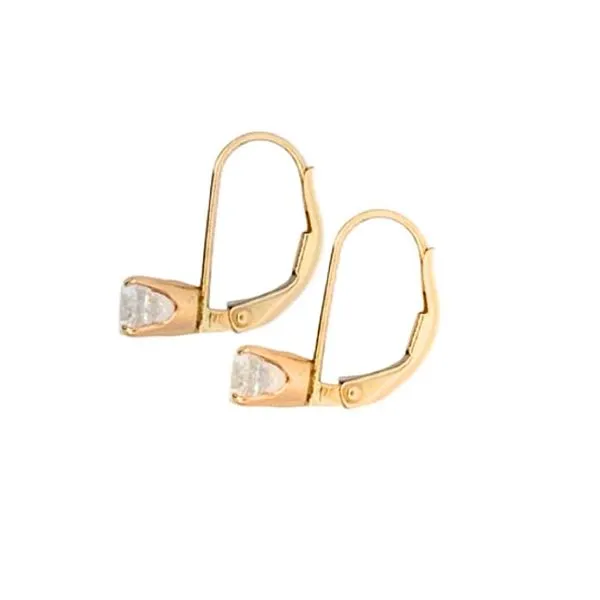 Estate Yellow Gold CZ Leverback Earrings Image 2 Mark Jewellers La Crosse, WI