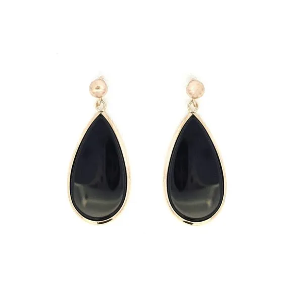 Estate Yellow Gold Black Onyx Drop Earrings Mark Jewellers La Crosse, WI