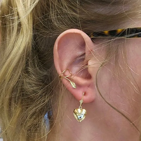 Estate Yellow Gold Heart Leverback Earrings Image 2 Mark Jewellers La Crosse, WI