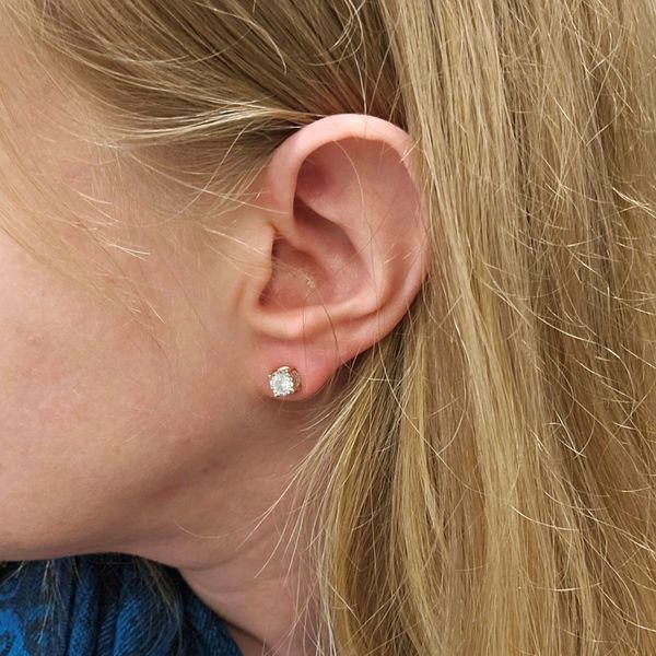 Estate Yellow Gold Diamond Stud Earrings Image 3 Mark Jewellers La Crosse, WI