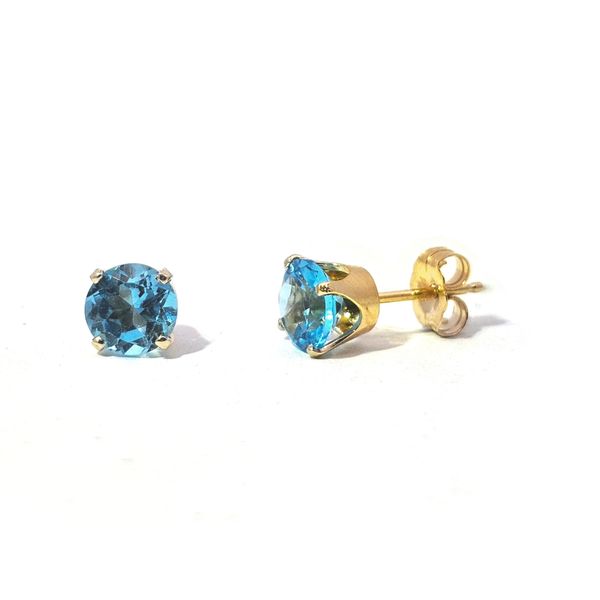 Estate Yellow Gold Blue Stone Earrings Mark Jewellers La Crosse, WI