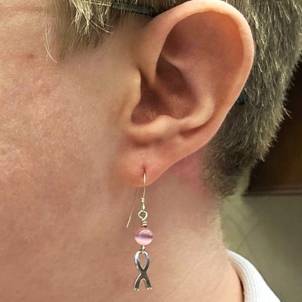 Estate Sterling Pink Bead Ribbon Earrings Image 3 Mark Jewellers La Crosse, WI