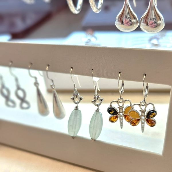 Estate Sterling Butterfly Drop Earrings Image 2 Mark Jewellers La Crosse, WI