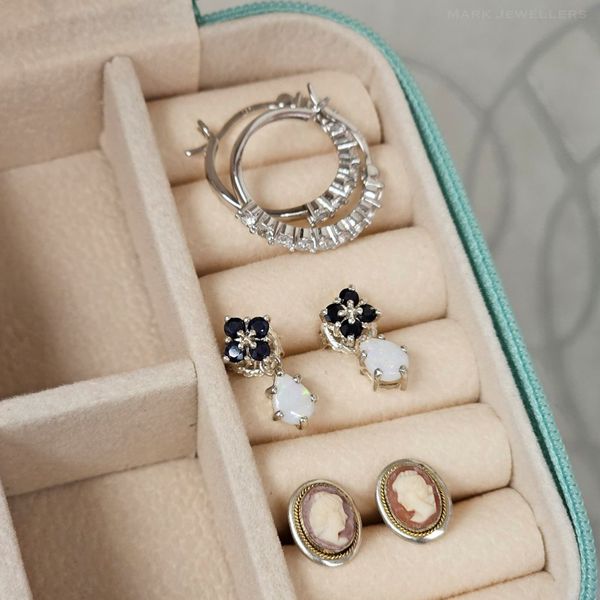 Estate Sterling CZ Hoop Earrings Image 2 Mark Jewellers La Crosse, WI