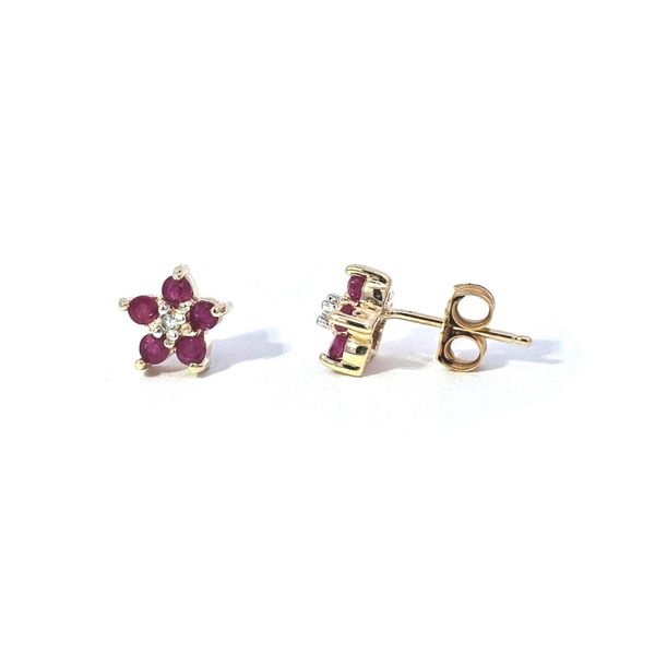 Estate Yellow Gold Red Stone Earrings Mark Jewellers La Crosse, WI