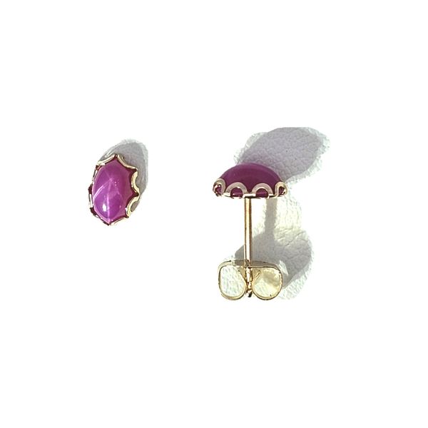 Estate Yellow Gold Pink Stone Stud Earrings Mark Jewellers La Crosse, WI