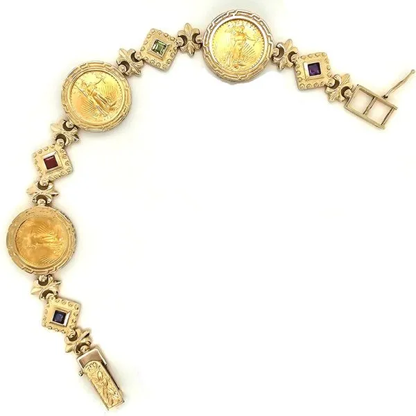 Estate Yellow Gold Coin Bracelet Image 2 Mark Jewellers La Crosse, WI
