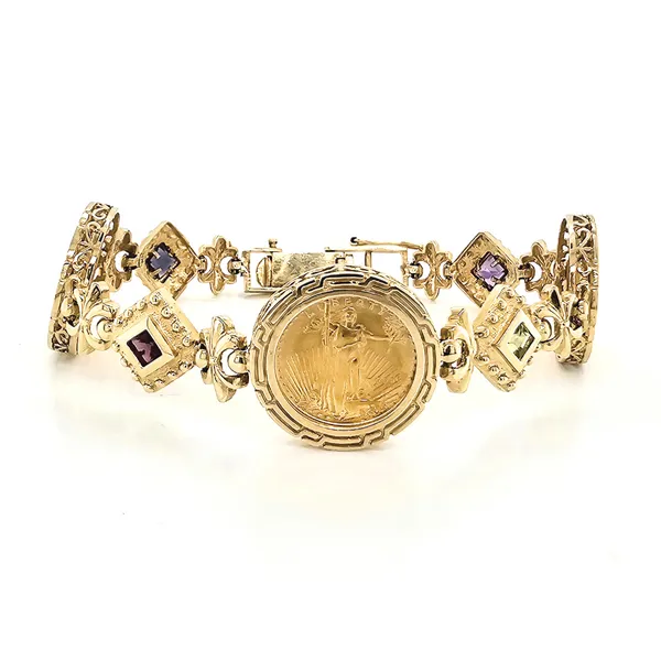 Estate Yellow Gold Coin Bracelet Mark Jewellers La Crosse, WI