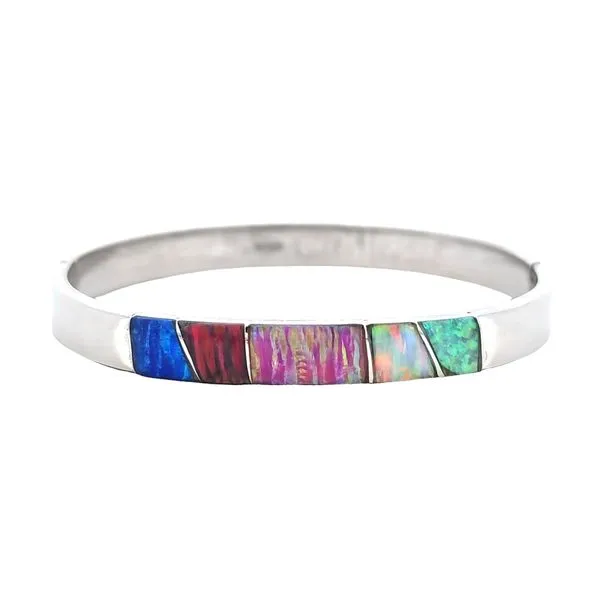 Estate Sterling Multi-Color Inlay Bangle Bracelet Mark Jewellers La Crosse, WI