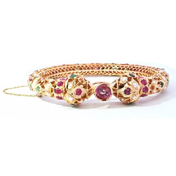 Estate Rose Gold Gemstone Bangle Bracelet Mark Jewellers La Crosse, WI