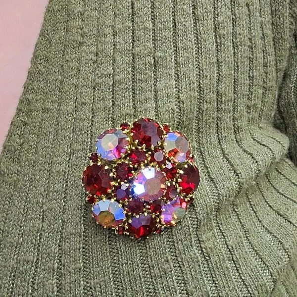 Estate Red & Pink Rhinestone Pin Image 3 Mark Jewellers La Crosse, WI