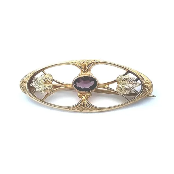 Estate Tri Color Gold Oval Purple Stone Pin Mark Jewellers La Crosse, WI