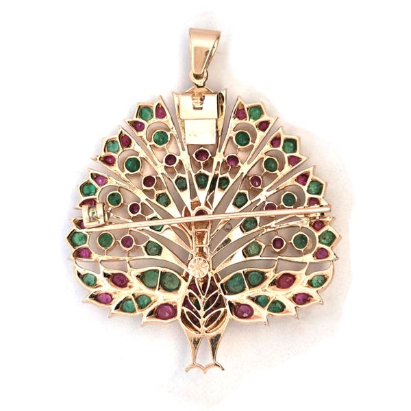 Estate Yellow Gold Gemstone Peacock Pin / Pendant Image 2 Mark Jewellers La Crosse, WI