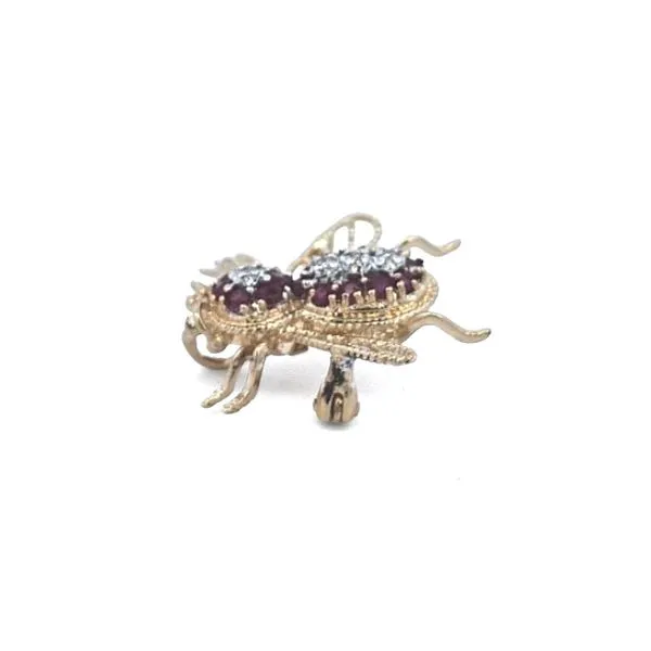 Estate Yellow Gold Ruby & Diamond Fly Brooch Image 2 Mark Jewellers La Crosse, WI