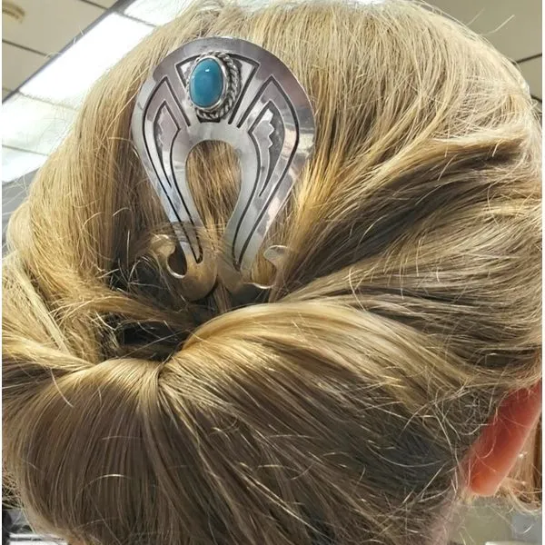 Estate Sterling Turquoise Hair Pin Image 2 Mark Jewellers La Crosse, WI