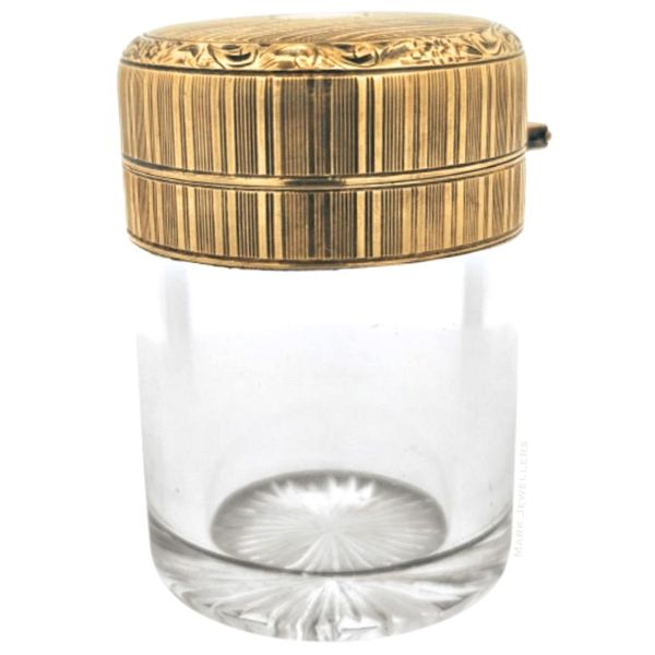 Estate Yellow Gold & Crystal Make-up Jar Mark Jewellers La Crosse, WI