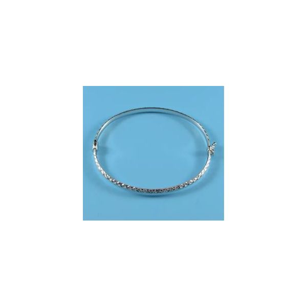 925 Quilted Diamond Cut Motif Hinged Bangle Marks of Design Shelton, CT