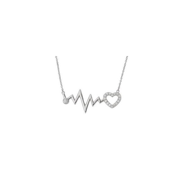 925 Cubic Zirconia Love Heartbeat Necklace Marks of Design Shelton, CT