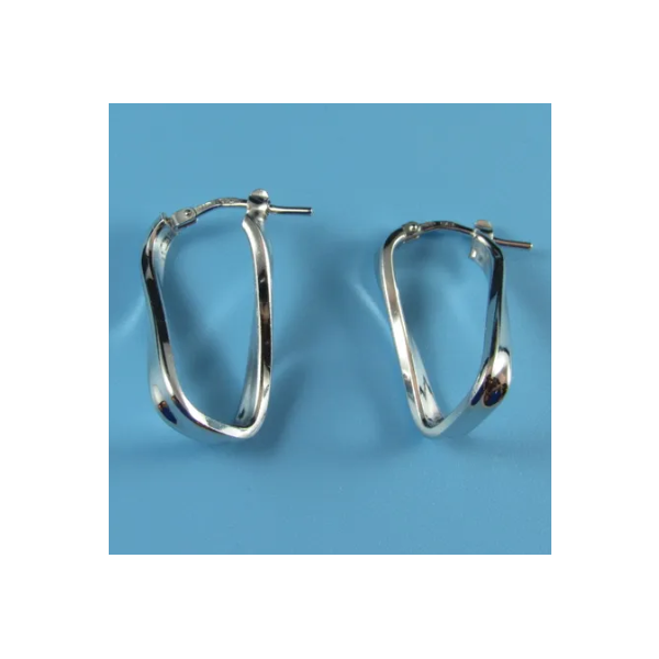 925 Rhodium Twisted Rectangle Hoop Earrings Marks of Design Shelton, CT