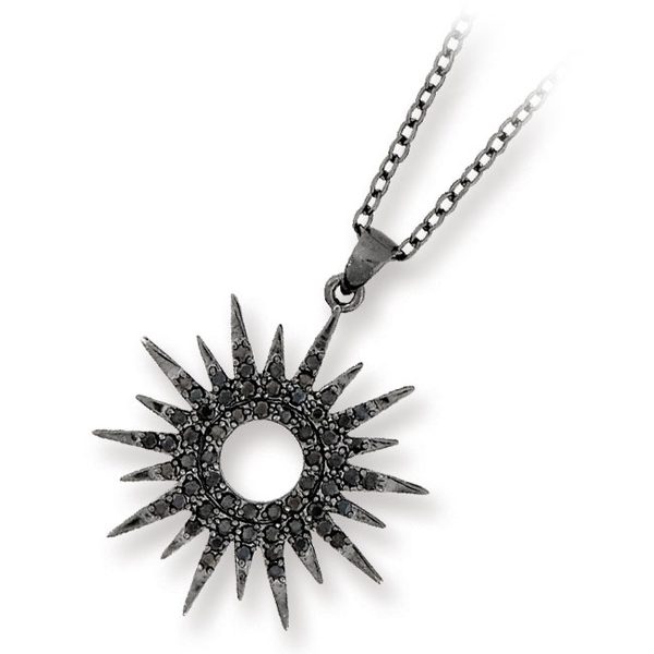 925 Black Rhodium Cubic Zirconia Sun Dial Pendant Marks of Design Shelton, CT