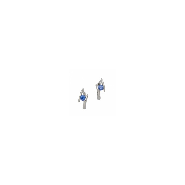 925 Blue Cubic Zirconia Huggie Earrings Marks of Design Shelton, CT