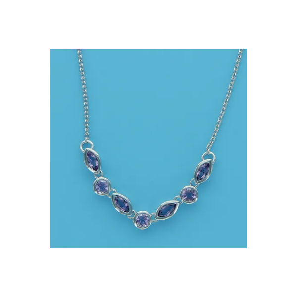 925 Rhodium Multi-Shape Amethyst Necklace Marks of Design Shelton, CT