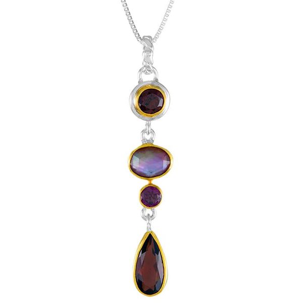 Sterling/18K Plate Pendant with gemstones Marks of Design Shelton, CT