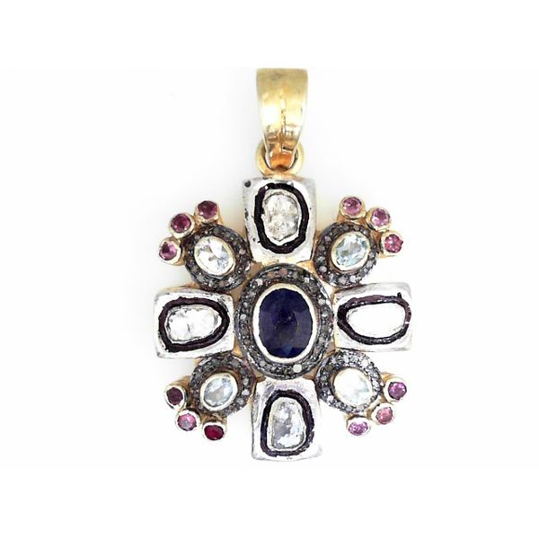 Sterling/18K Plate Pendant with gemstones Marks of Design Shelton, CT