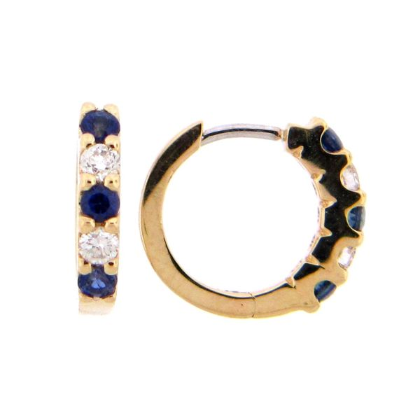 Blue Sapphire Huggie Earrings McCarver Moser Sarasota, FL