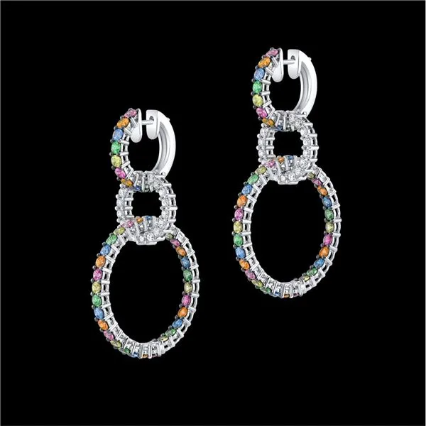 Sapphire, tsavorite, and diamond triple-hoop earring. McCarver Moser Sarasota, FL