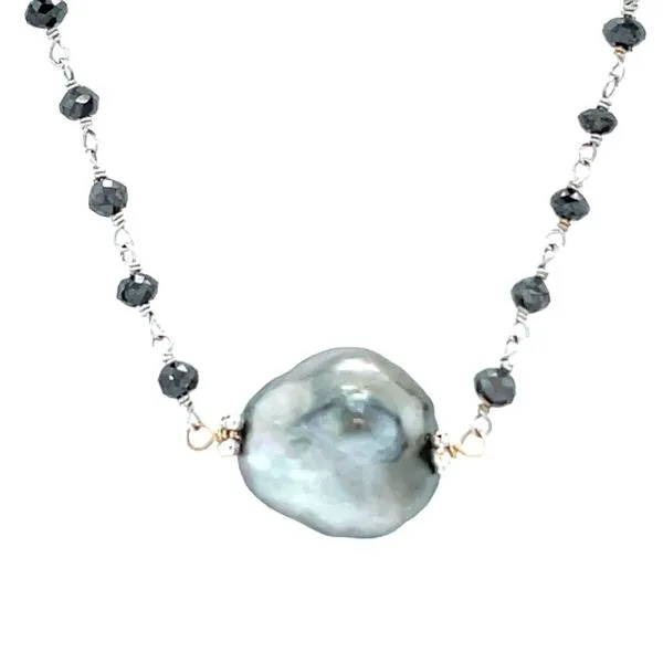 Pearl & Black Diamond Necklace Image 2 McCarver Moser Sarasota, FL