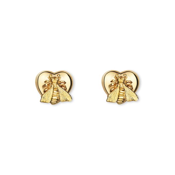 Gold Bee on Heart Earring - stud style McCarver Moser Sarasota, FL