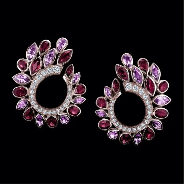 Ruby and Pink Sapphire De La Vie Hoop Earrings McCarver Moser Sarasota, FL