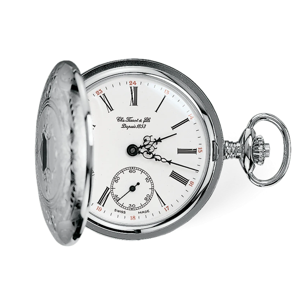 Tissot Savonette Mechanical Pocket Watch White dial McGee & Company Fine Jewelers Greenwood, IN