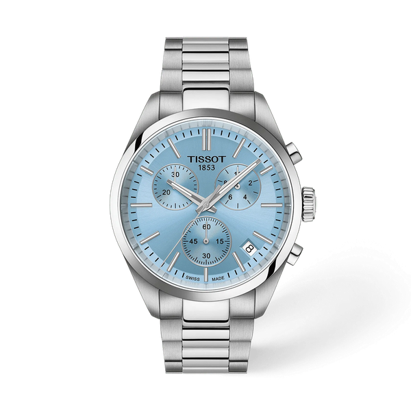 Tissot PR100 Chronograph Ice Blue dial 40mm McGee & Company Fine Jewelers Greenwood, IN