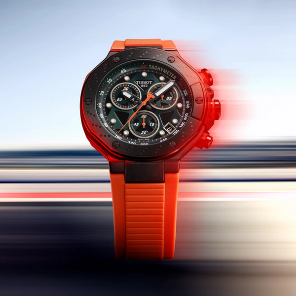 Tissot T-RACE Chronograph Black dial & Orange strap 45mm Image 3 McGee & Company Fine Jewelers Greenwood, IN