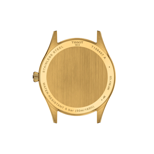 Tissot Classic Dream Powermatic 80 Ivory dial Goldtone case on Brown strap w/ Date 40mm Image 4 McGee & Company Fine Jewelers Greenwood, IN