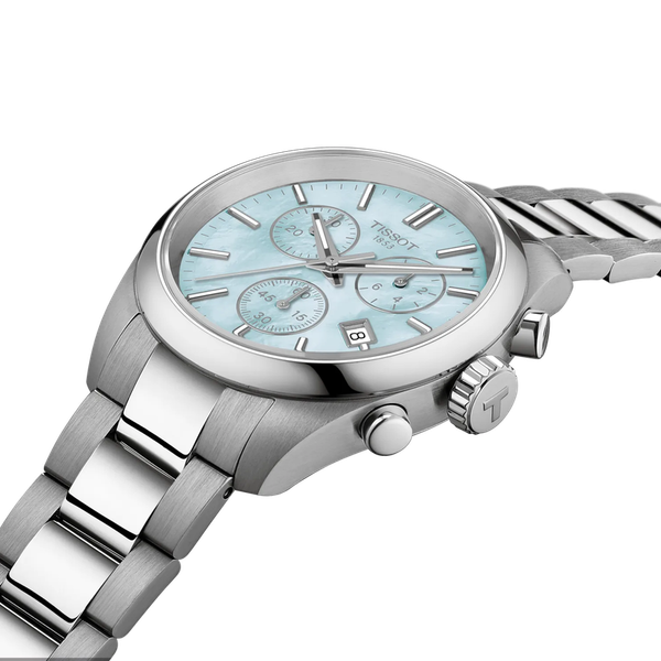 Tissot PR100 Chronograph Blue Mother of Pearl dial 36mm Image 4 McGee & Company Fine Jewelers Greenwood, IN