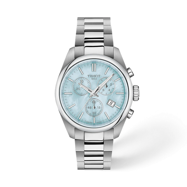 Tissot PR100 Chronograph Blue Mother of Pearl dial 36mm McGee & Company Fine Jewelers Greenwood, IN