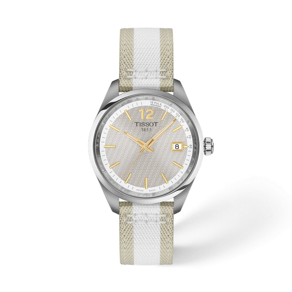Tissot PR100 Cycling Beige & White w/ strap 34mm McGee & Company Fine Jewelers Greenwood, IN