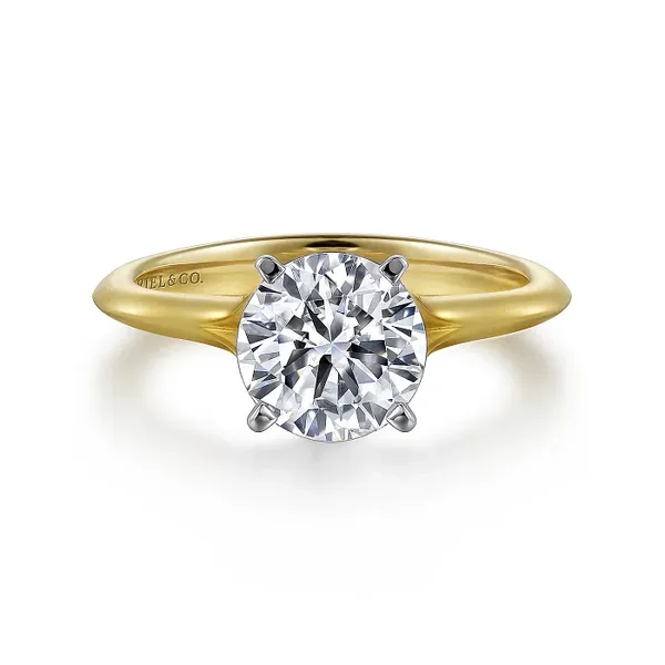 Ellis - 14K White-Yellow Gold Round Diamond Engagement Ring Image 2 Mees Jewelry Chillicothe, OH
