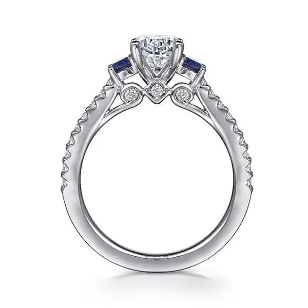 Chantal - 14K White Gold Oval Three Stone Sapphire and Diamond Engagement Ring Image 2 Mees Jewelry Chillicothe, OH